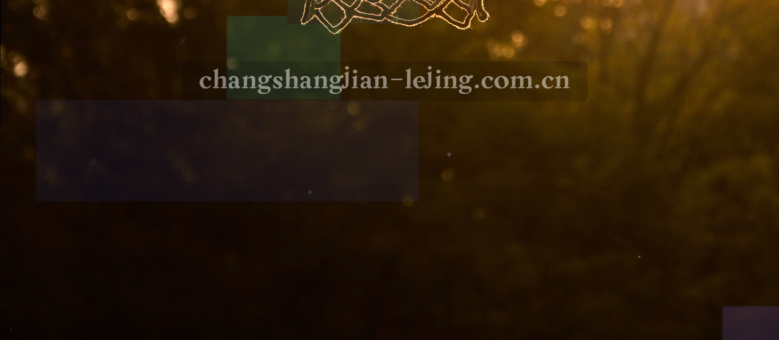 傍晚城市边缘的球场灯光亮起，天空呈深蓝色，看台与草地留出大片空白